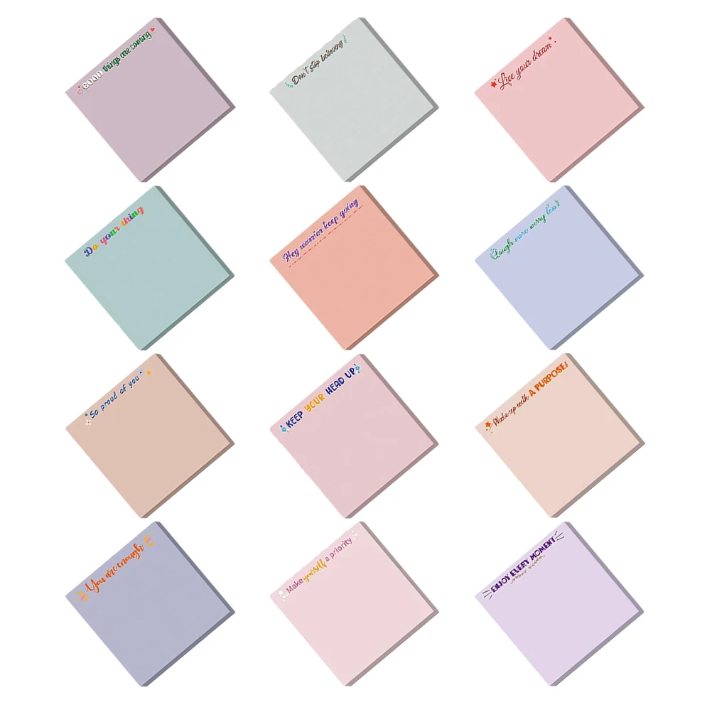 

12 Books Colored Memo Stickers Practical Note Pads SelfAdhesive MultiUse Tabs Smooth Writing Kawaii Fun