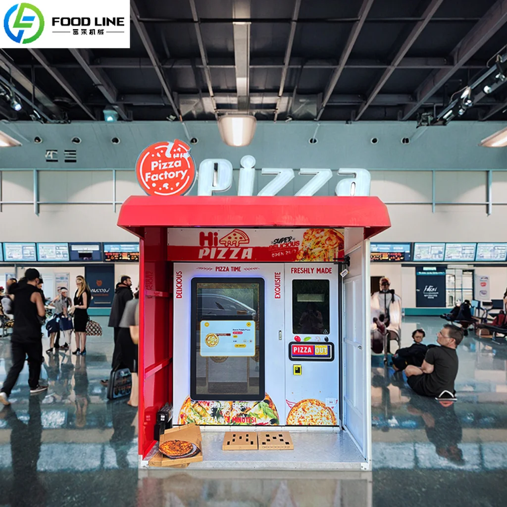 FOODLINE Metro Station Pizza Vending Machine Dust Proof Glass Window Fast Bake Unmanned Food Retail Device