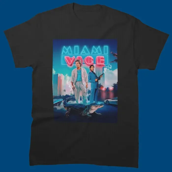 Miami Vice Black T Shirt S M L XL XXL long or short sleeves