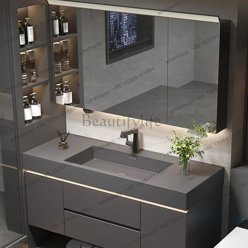 LJYStorage Shelves Bathroom Cabinet Makeup Decorations Toilet Display Mirror Cupboard Partitions Drawers Gabinete Home Furniture