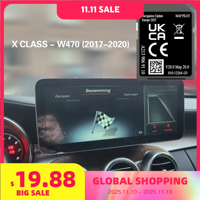 

France Italy EU UK Maps for Mercedes X-Class W470 2017-2020 Car Navigation A2139069110 V20 SD Card
