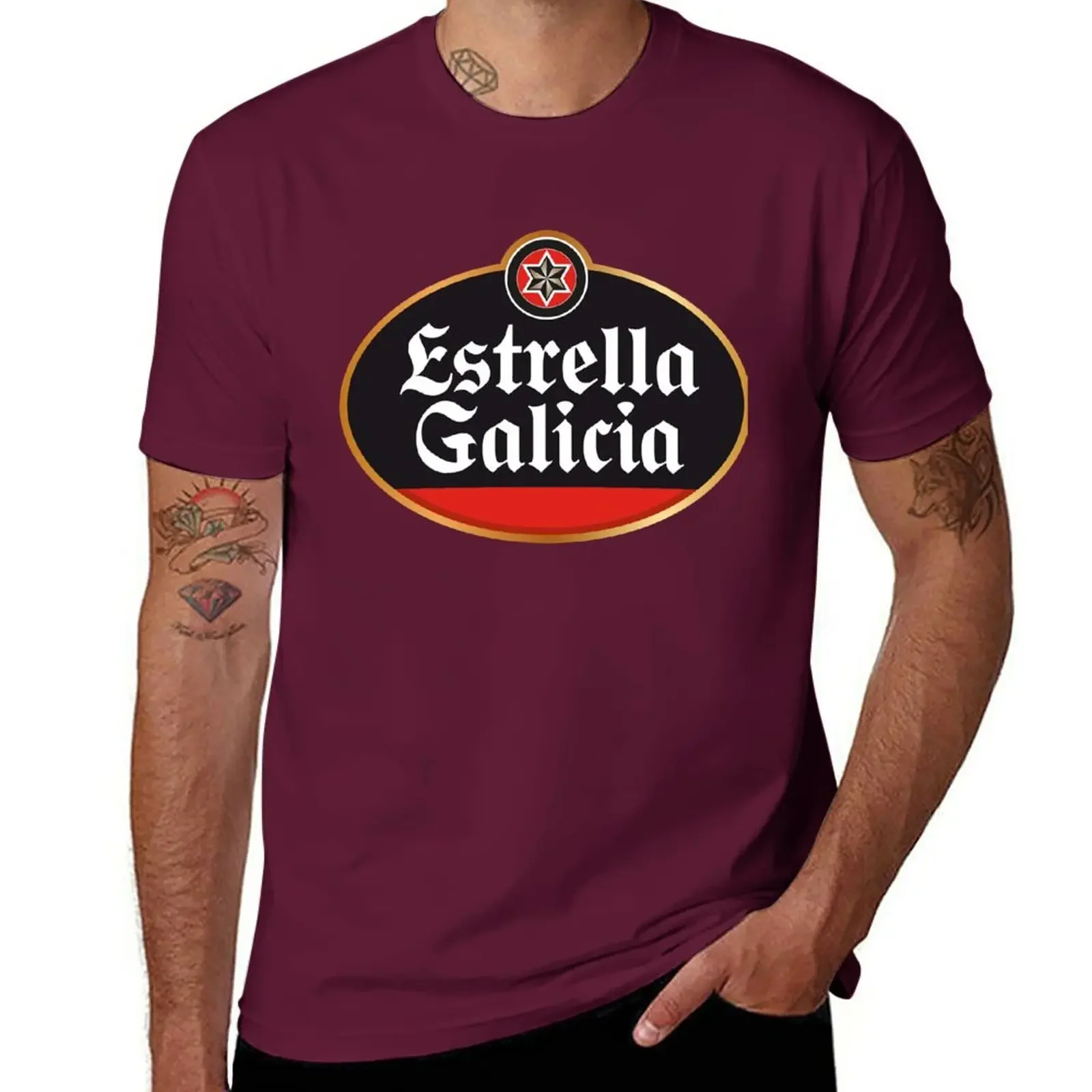 oversized t shirt summer tops mens t shirt New Estrella Galicia For Fans T-Shirt black t shirt  mens clothing harajuku oversized