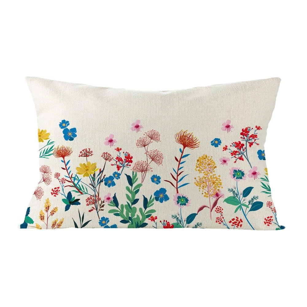 Rectangle Lumbar Pillowcase 30x50cm Floral Plant Printed Cushion CoverSofa Chair Car Pillow Covers cojines decorativos para sofá