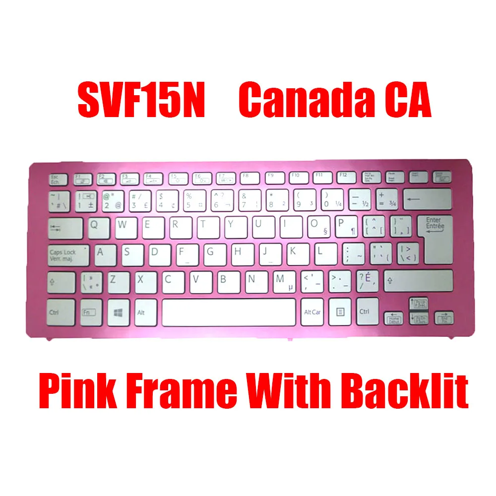 

Canada CA Laptop Keyboard For SONY SVF15N 9Z.NABBQ.B2M 149266121CA AEFI3K000303A Silver With Backlit Pink Frame New