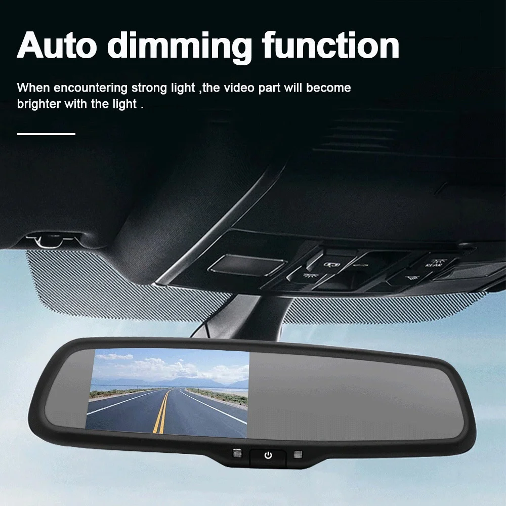 Car 4.3-Inch Dash Cam Mirror Auto-Dimming AHD Display With Special Car Bracket HD Reversing Rearview Mirror-AS55 view 2