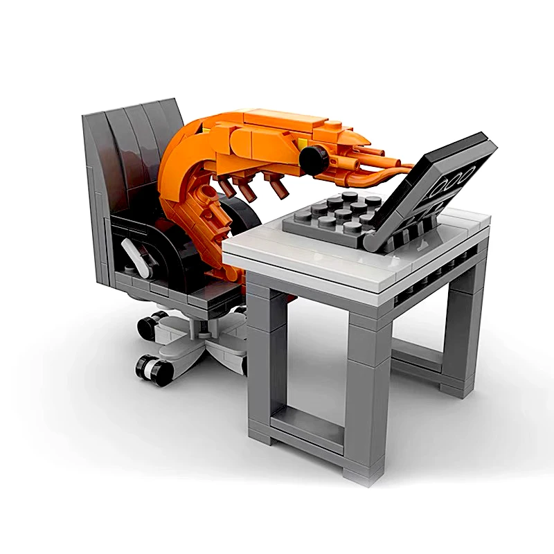 تماثيل نموذج الروبيان من MOC، مجموعة ألغاز، خلط عشوائي للأولاد والبنات، محاكاة ساخرة إبداعية لمشاهير الإنترنت