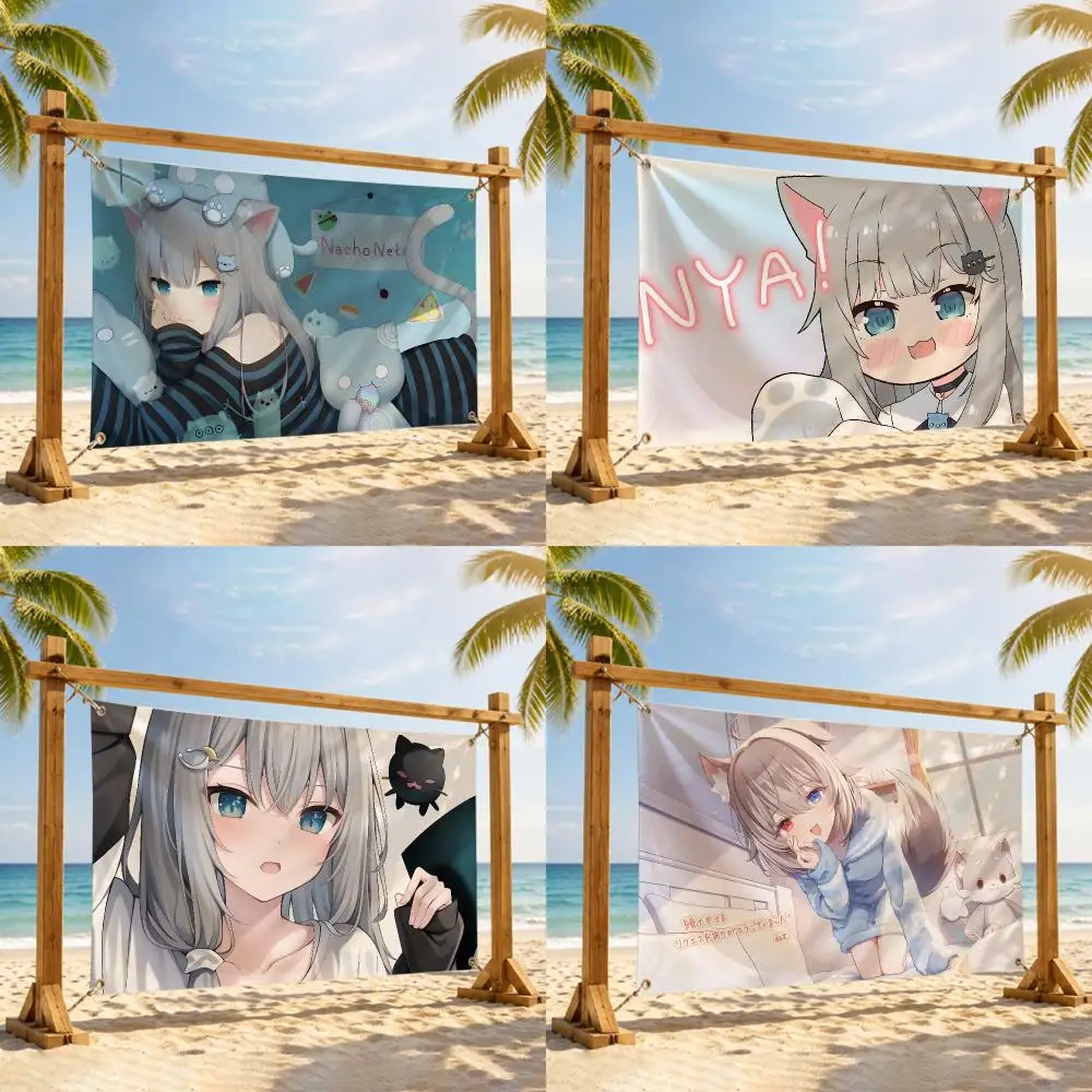 N-Nachoneko Virtual YouTuber Flags Flag Tapestry Outdoor Decor Flaga Decorative Home Objects Barber Shop Decoration