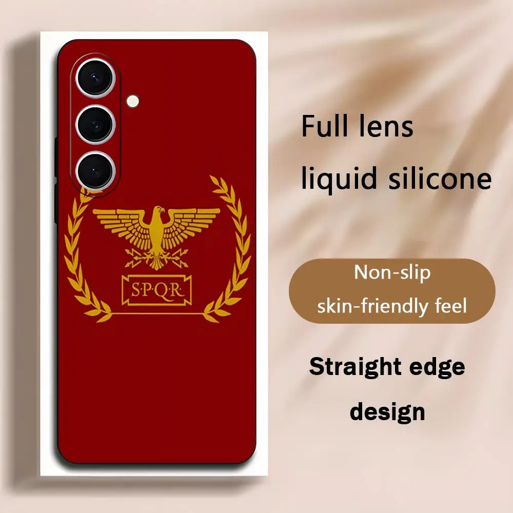 SPQR flag Rome Art Fashion Phone Case For Samsung Galaxy S26 S25 S24 S23 S22 S21 Plus Ultra Note20 Soft Black