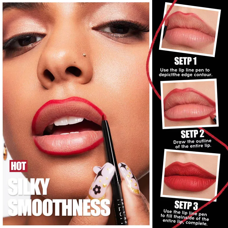 

MLSMILE 4pcs Lipstick Lipliner Pen Set Matte Veet Liner Pencil Contour Makeup Sexy Red Long Lasting Cosmetics 2025 New C47C01