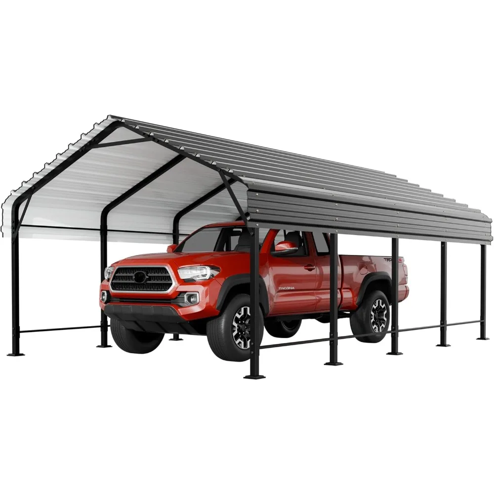 12 x 20 ft Metal Carport with Galvanized Steel Roof, Outdoor Car Tent Metal Garage Shelter for Car, SUV, Boats，Carport Canopy