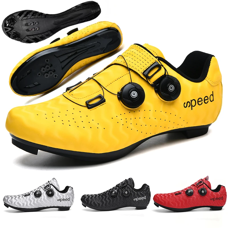 New Road Cycling Shoes Men SPD With Lock Cycling Sports Shoes Flat-Bottomed Racing Speed Sports Shoes MTB Off-Road Cycling Shoes