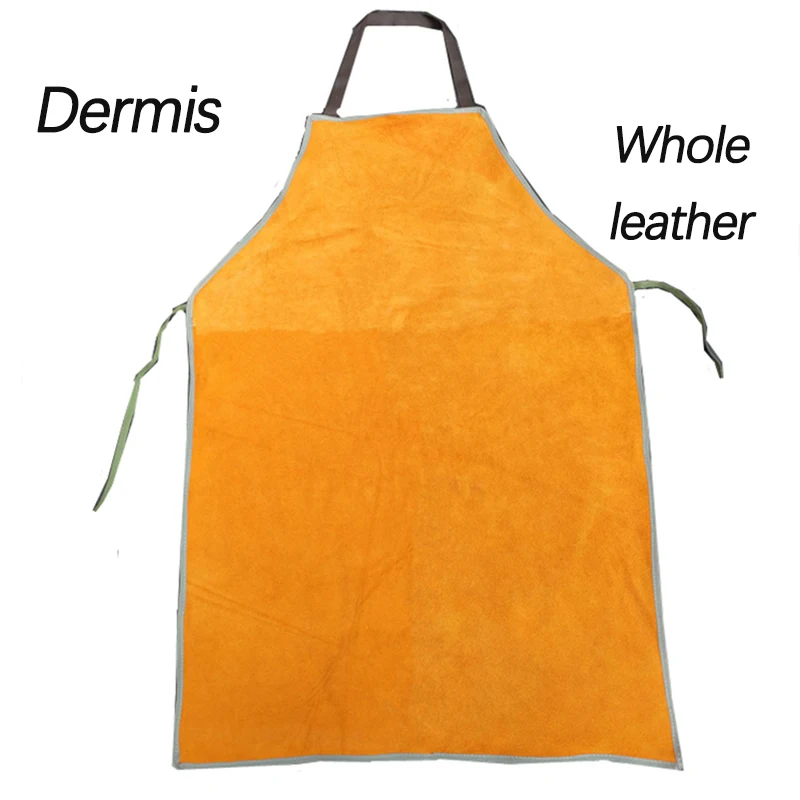 Welder Cowhide Electric Welding Labor Protection Leather Wear-resistant Flame Retardant Insulation Anti-scalding Apron 90cm