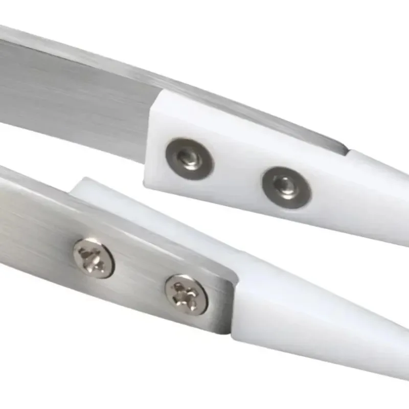 Pinzette antistatiche Clip isolante con testa in ceramica Pinzette sperimentali resistenti agli acidi per strumento di riparazione per l'installazione delle lancette dell'orologio