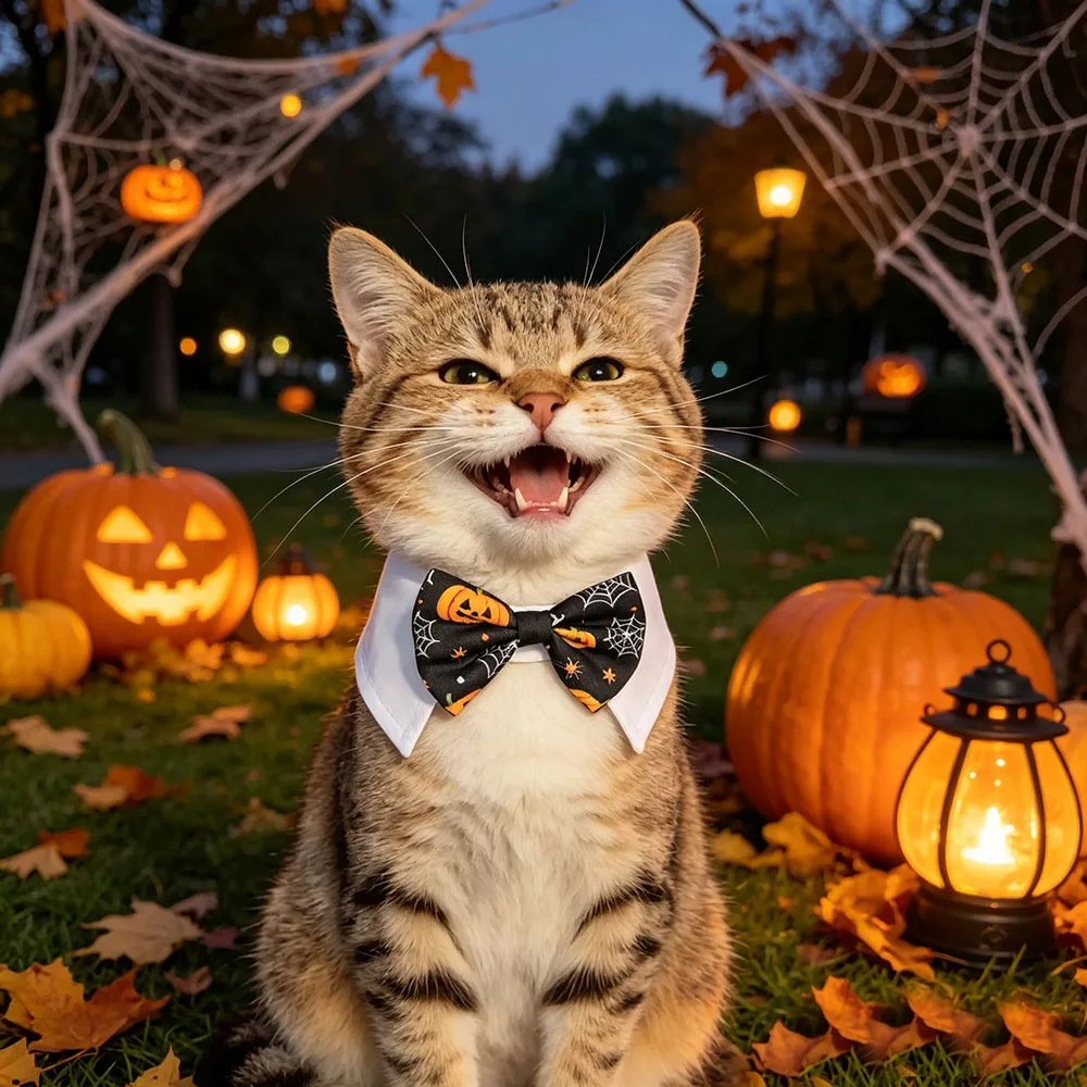Halloween Cat Dog Bow Collar Adjustable Bowtie Pet Costume Necktie Bow Tie Tuxedo Collar, for Small Dogs, Dog Grooming Accessori view 3