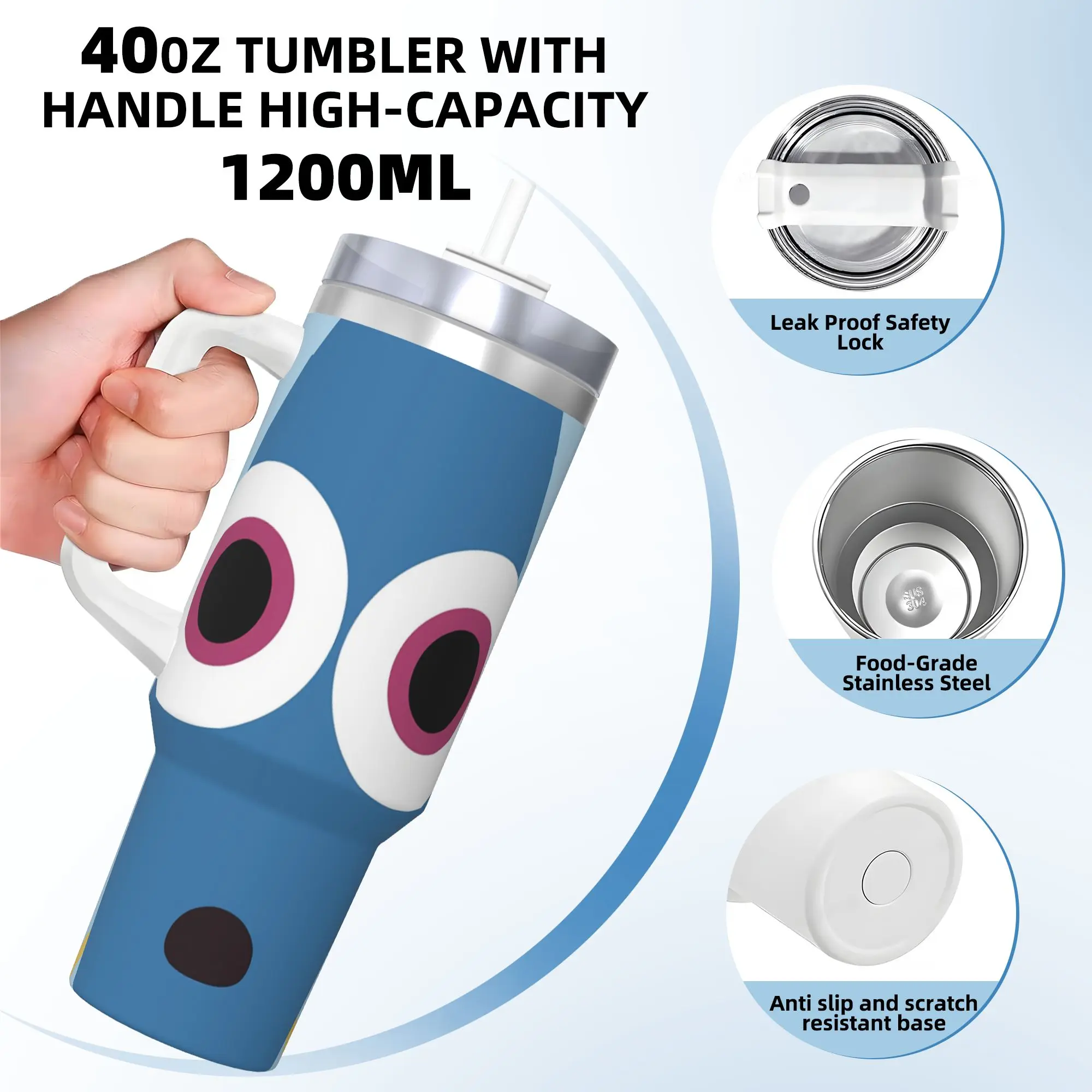 Custom Kawaii Finding Nemos Stainless Steel Tumbler  Travelist Mugs Cup 40oz Thermal Mug Leakproof Drinks Milk Tea Water Bottle