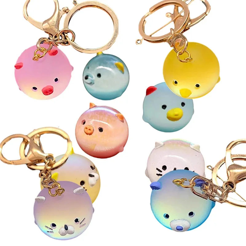 Keychain Pendants Epoxy Silicone Mold Cute Mini Pig DIY Handmade Resin Keychain 4 In 1 Piggy Casting Jewelry Silicone Molds