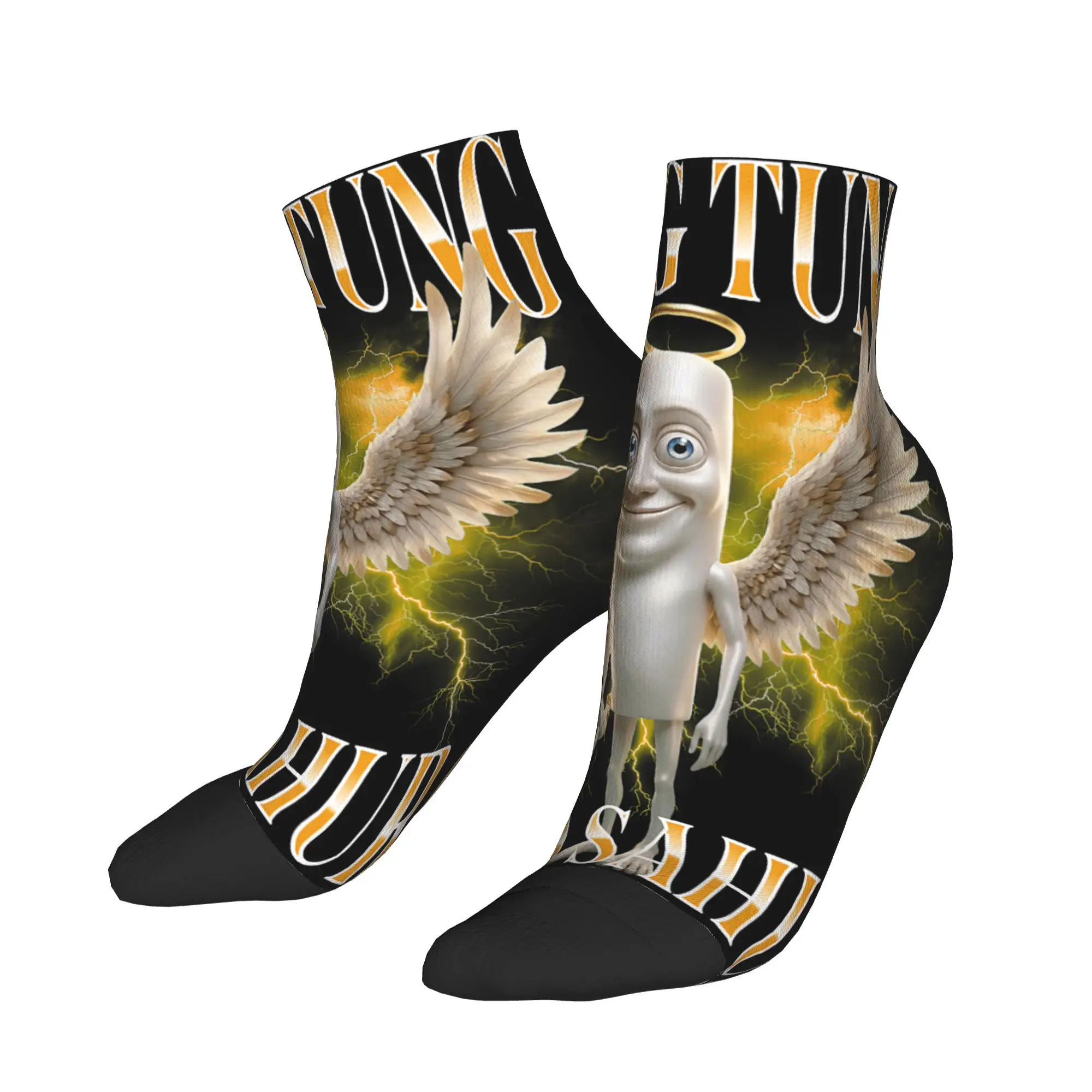 Tung Tung Tung Sahur Italian Brainrot Meme Knöchelsocken Modische Hochwertige Freizeitsocken Sommer Outdoor-Design Rutschfeste Socken