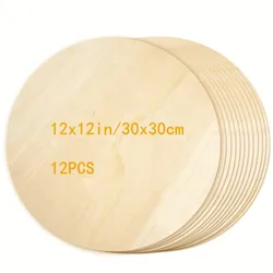 12Pcs Wood Circles 12 Inch Unfinished Wooden Discs Blank Round Wooden Door Hanger Sign Round Wooden Slice For DIY Craft