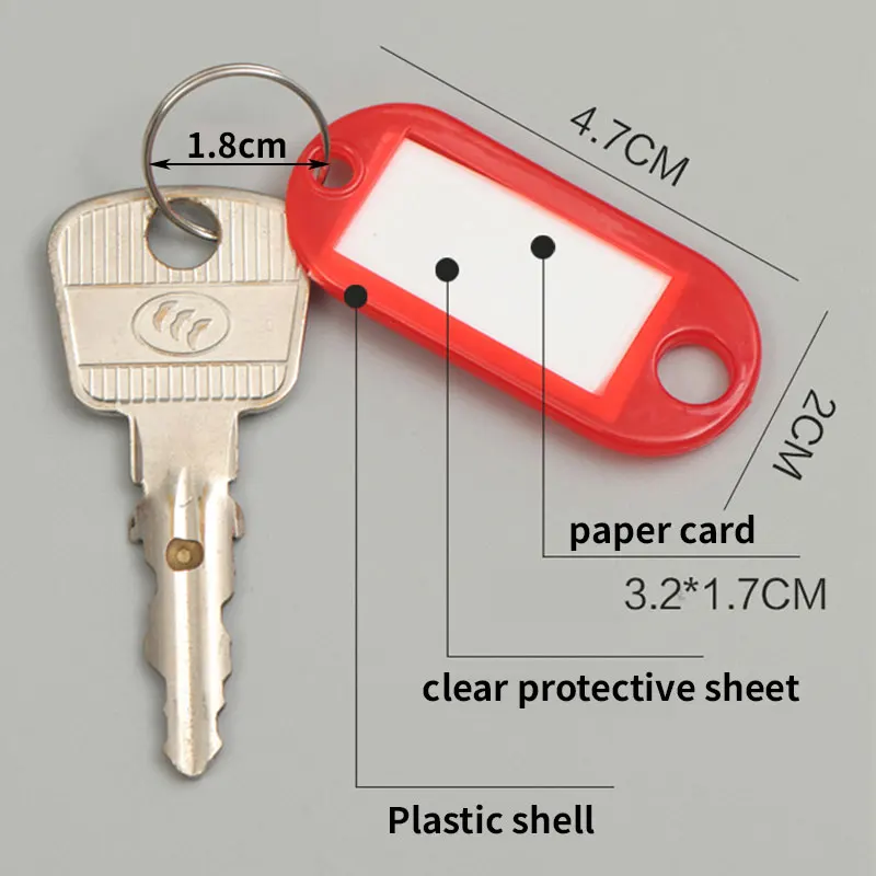 50/10Pcs Multi Style Plastic Key Labels With Jump Rings Mixed Color Key Markings for DIY Key Chain Kit Numbered Name Luggage Tag
