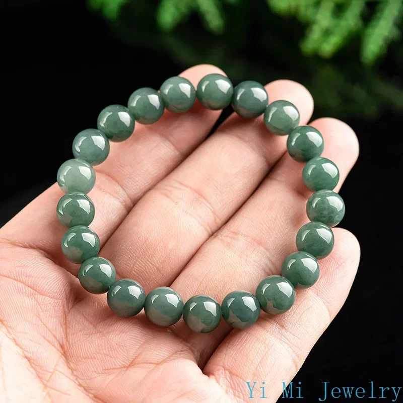 Burmese Jade Bead Bracelets Accessories Charm Gift Green Man Gemstone Jadeite Amulet Women Amulets Real Fashion Natural Jewelry