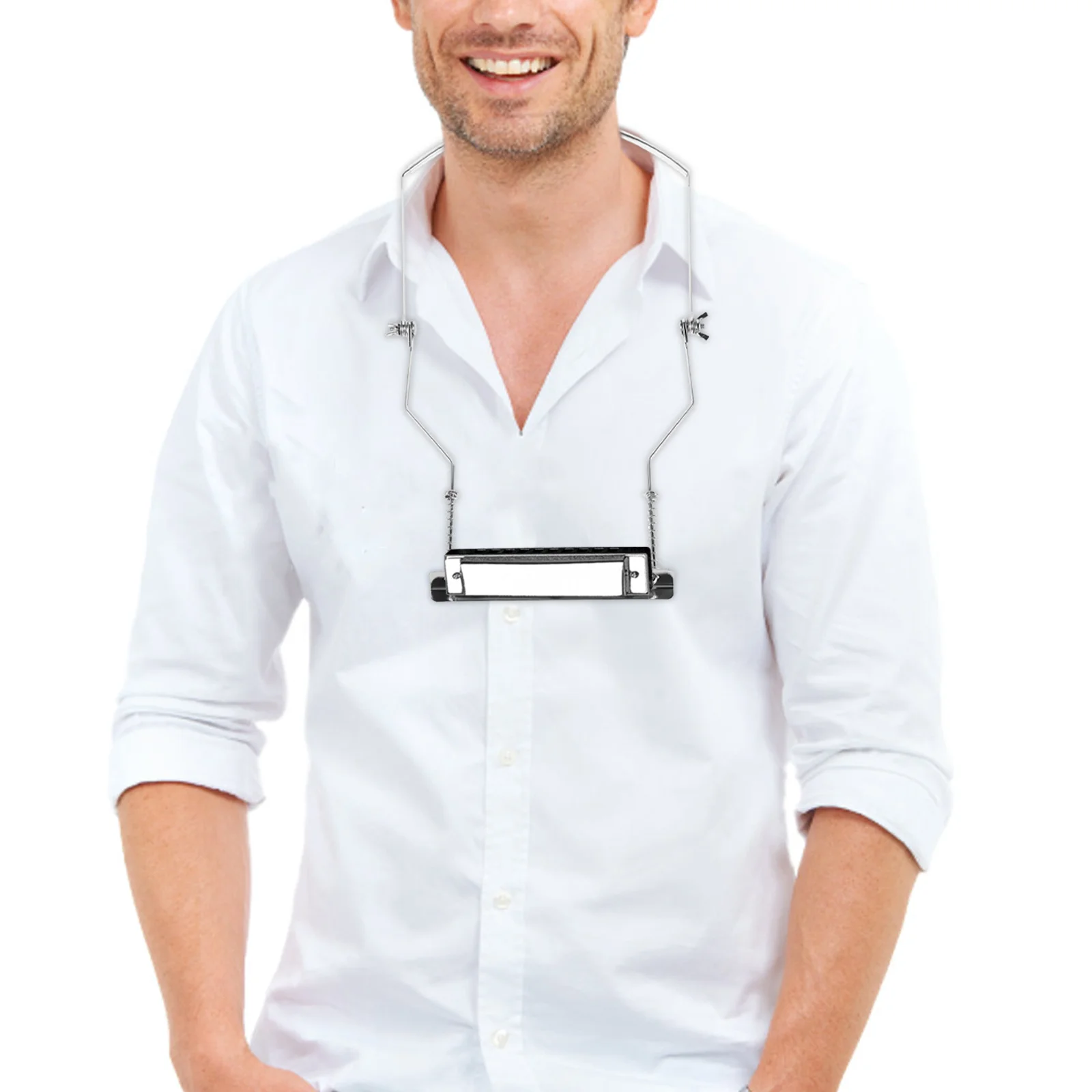 حامل هارمونيكا معدني ذو 10 فتحات، نوع معلق، دعم مستقر متين لممارسة الأداء، حامل رقبة هارمونيكا #1