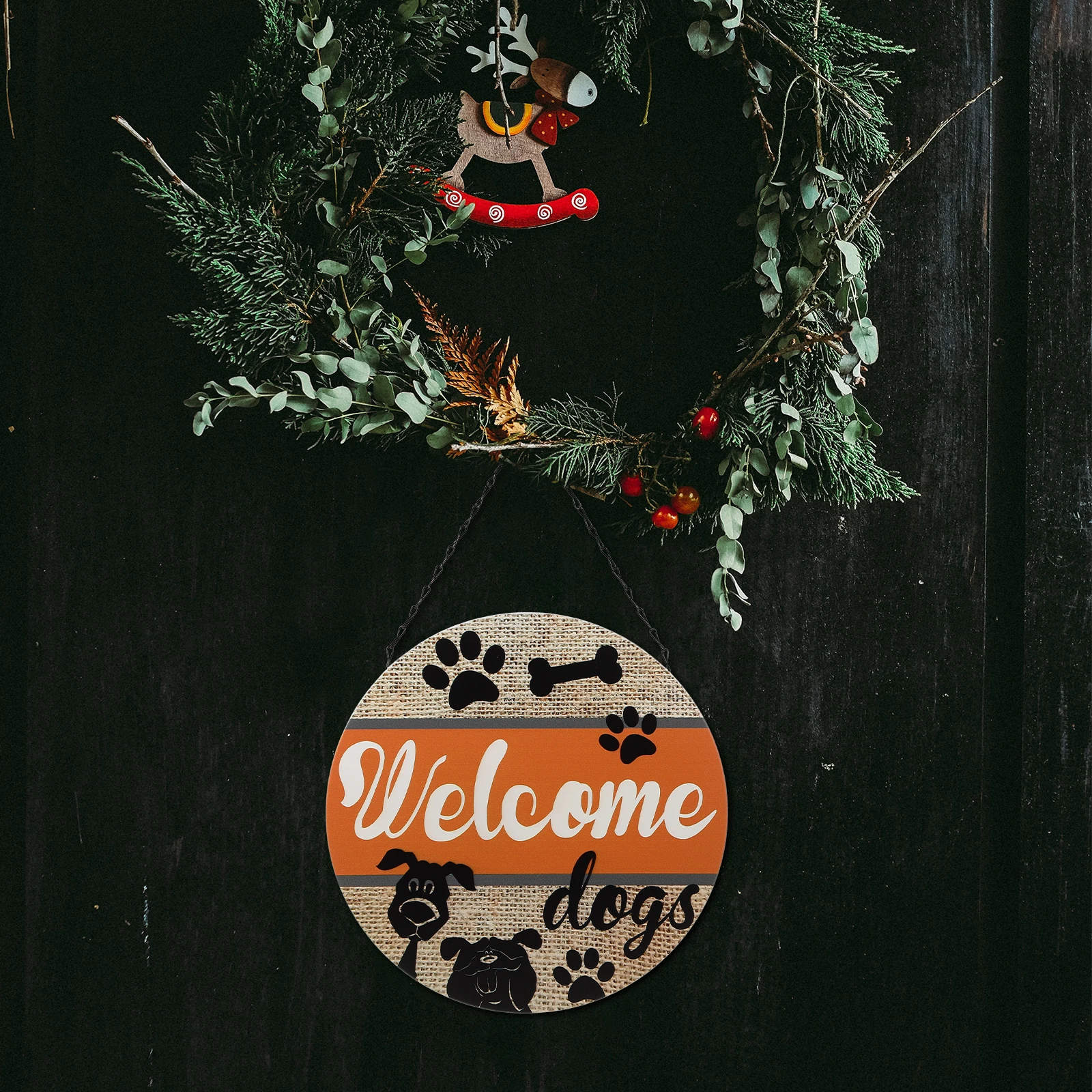 

Vintage Iron Art Welcome Sign Pendant Rustic Round Door Hanging Plaque for Front Door Decor Decorative Welcome Sign