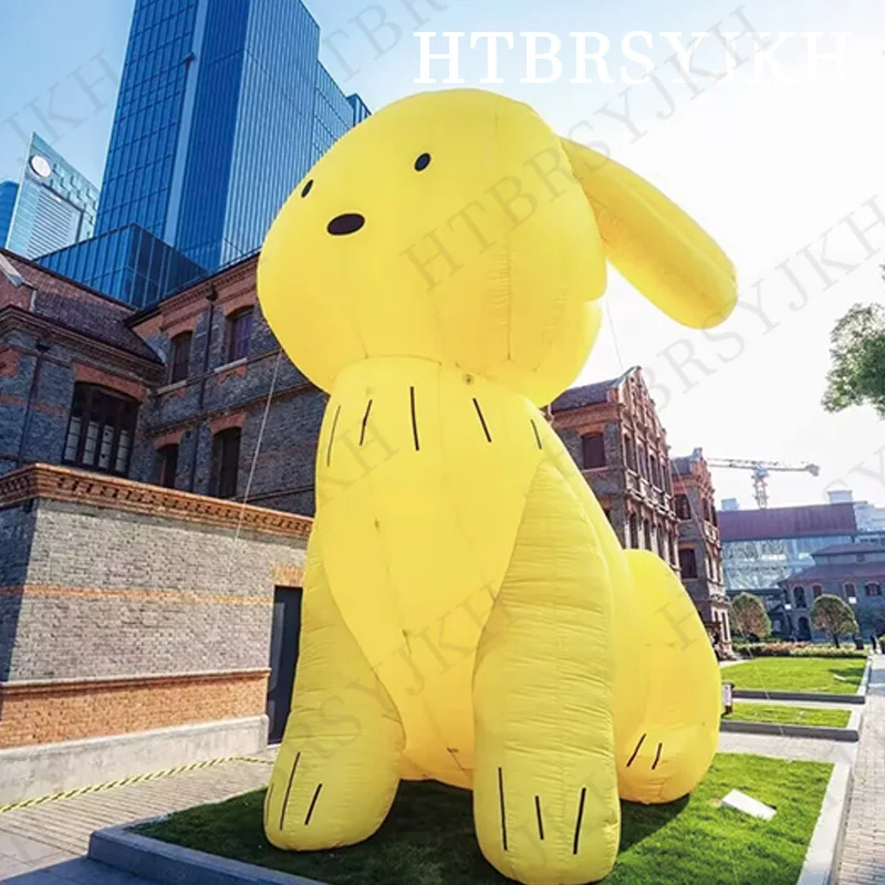 

Inflatable yellow dog, animal type air model, with blower, outdoor square office decoration props