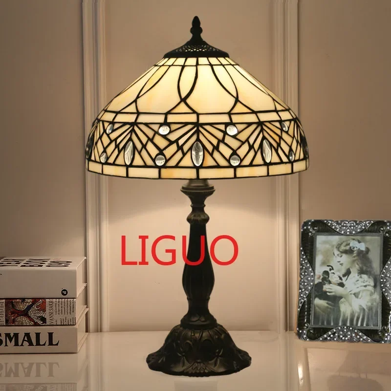 

European-Style Tiffany Warm Bedroom Bedside Light Retro Minimalist Living Room Dining Room Study Hotel Room Table Lamp