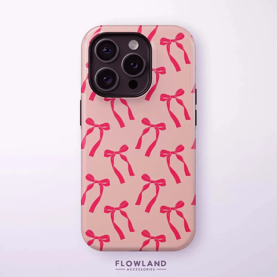 

Luxury Pink Bow Pattern Design Phone Case for iPhone 17 16 15 14 13 12 11 7 8 Air Pro Max Plus Luxury Double-layer Back Cover