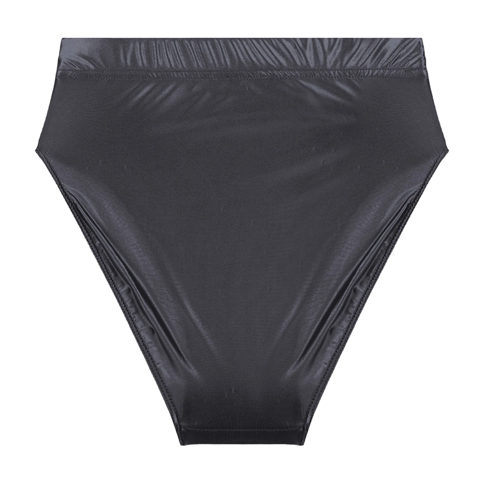 Men\'s Briefs Plus Size Glossy Oil Shiny Underwear Panties High Waist Solid Smooth Knickers Underpants Swimsuit Bottom Swimwear