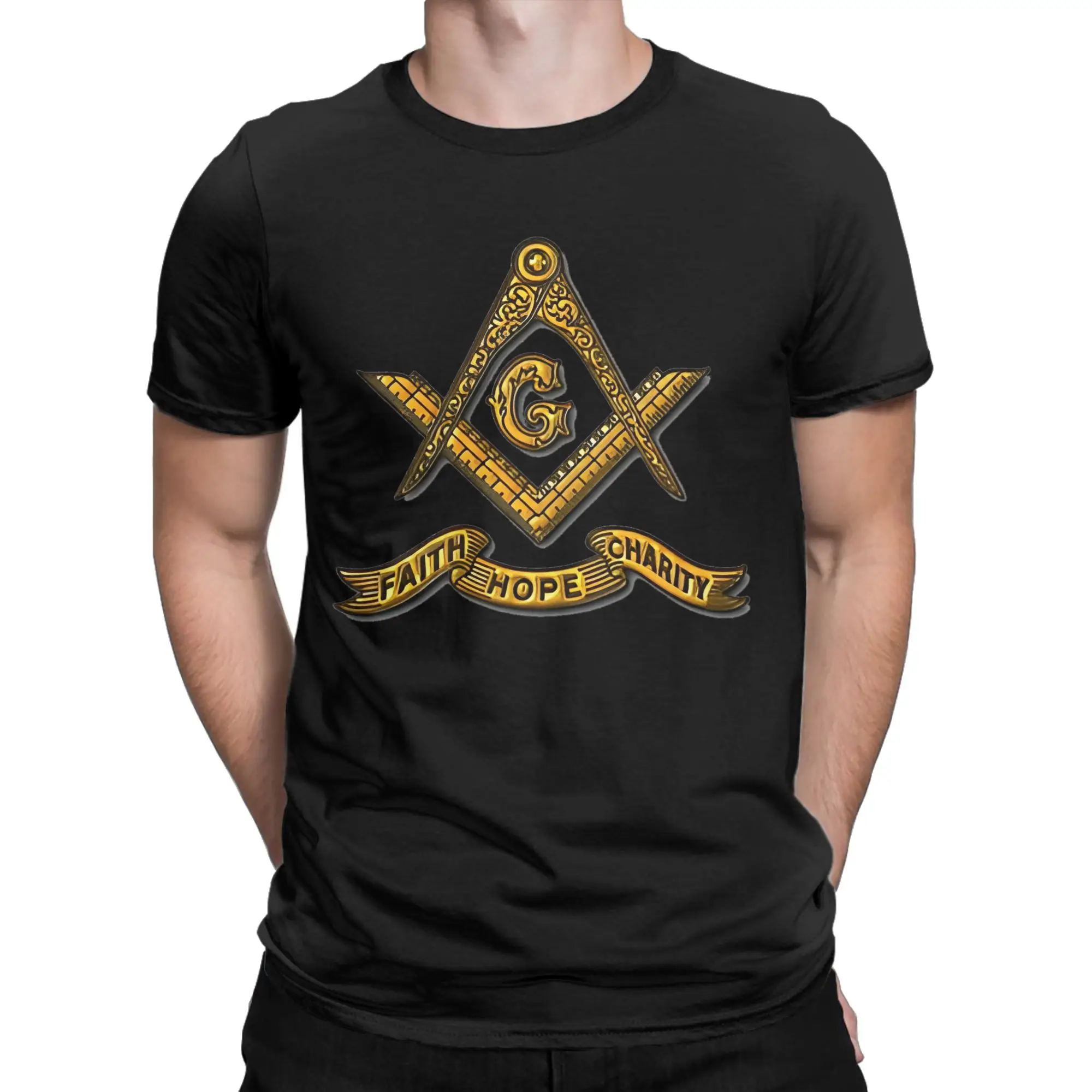 Men Women's Freemasonry Faith Hope Charity T Shirt Astrology Square Compass Pure Cotton Tops Funny O Neck Tees Summer T-Shirts