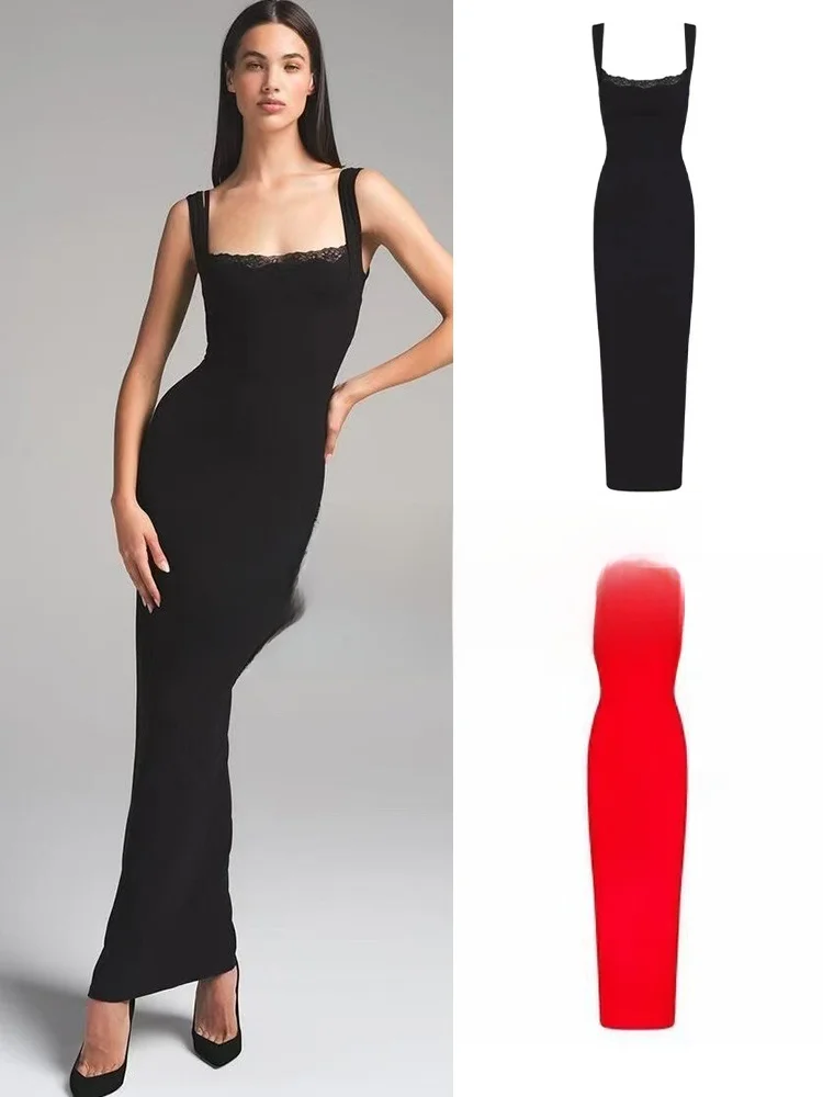 

Ele High Waist Midi Lace Trim Dr Sexy Slim Fit Svel Long Skirt for Summer Season Zipper Closure Color