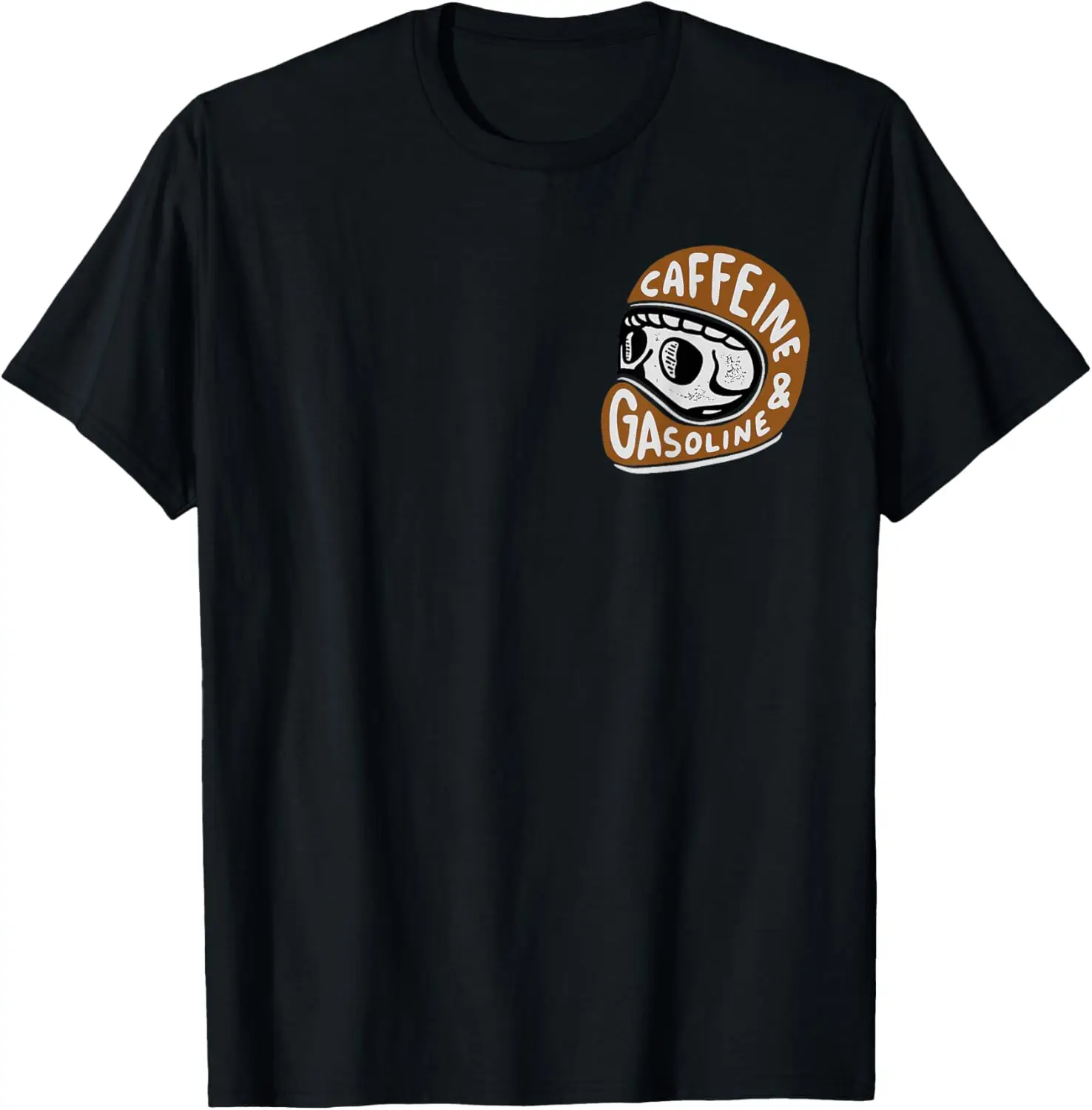 Caffeine And Gasoline Black Motorcycle Themed T-Shirt 100% Cotton Trendy Y2K Short-Sleeve Tee-Soft, Quick-Drying,