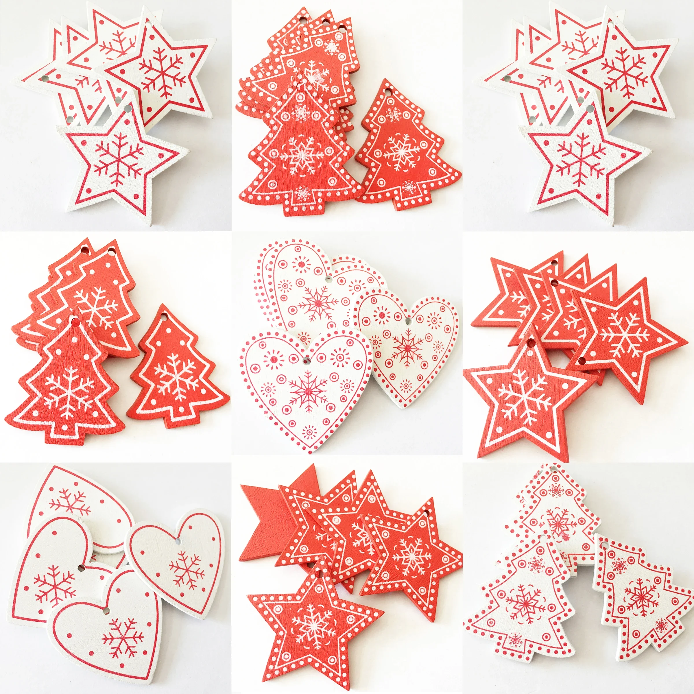 

10pcs New Year Natural Wood Christmas Tree Ornament Wooden Hanging Pendants Gifts Snow Elk Christmas Decora adornos de navidad