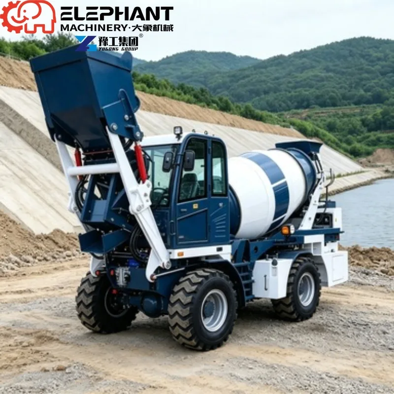 Front Cab Self-Loading Concrete Mixer Truck, Brand New China Diesel Powered Self Feeding Cement Mixing Vehicle