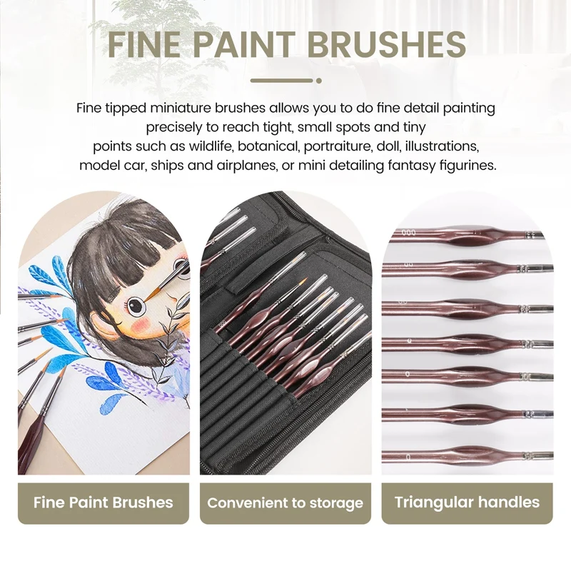 Detail Paint Brush Set,15Pcs Miniature Painting Brushes Kit,Professional Mini Fine Paint Brushes Set