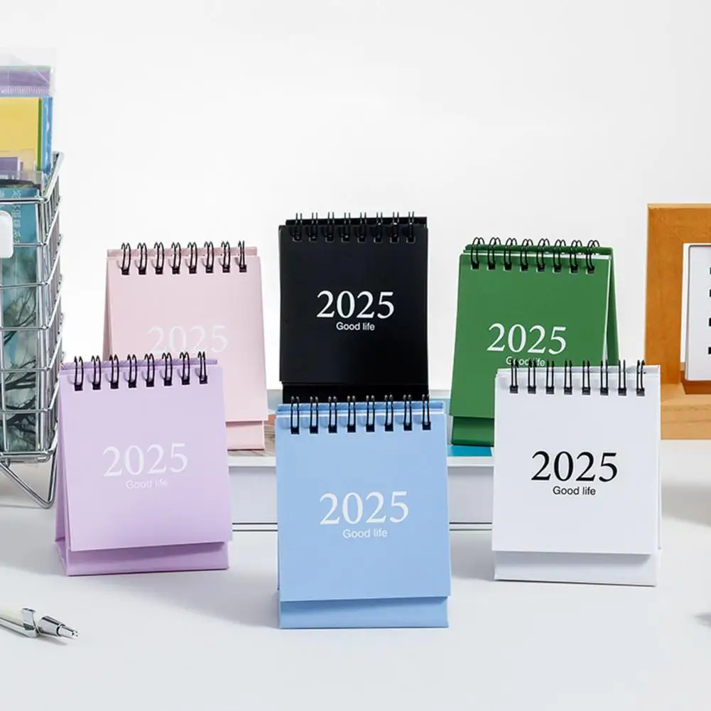 2025 Desk Calendar Mini Desktop Calendar Annual Planner Coil Book Organizer for Home Office Supplies Yearly Schedule Organizer