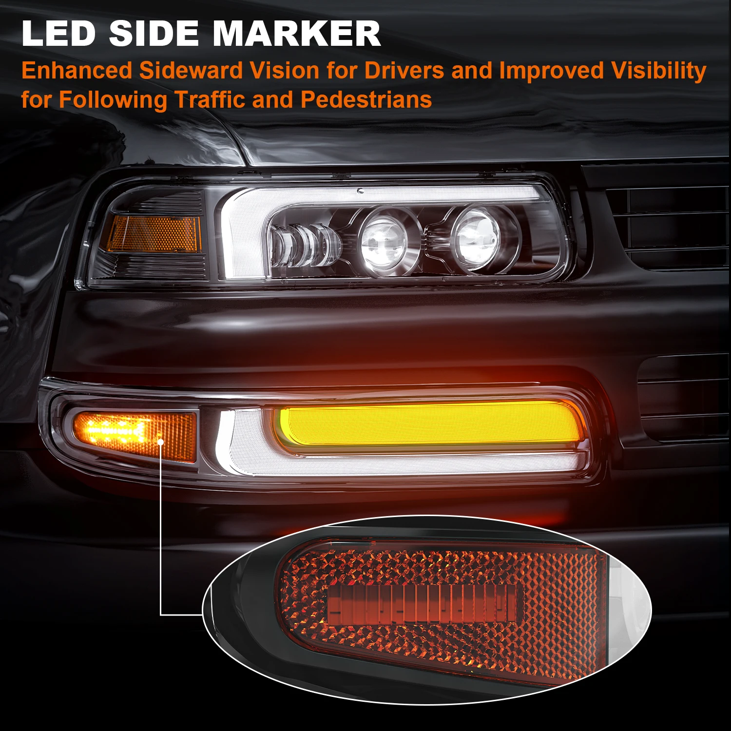 99-02 Светодиодная фара Chevy Silverado 1500 2500/00-06 Suburban Tahoe в сборе 01-02 Светодиодная фара Chevy Silverado 1500HD 2500HD