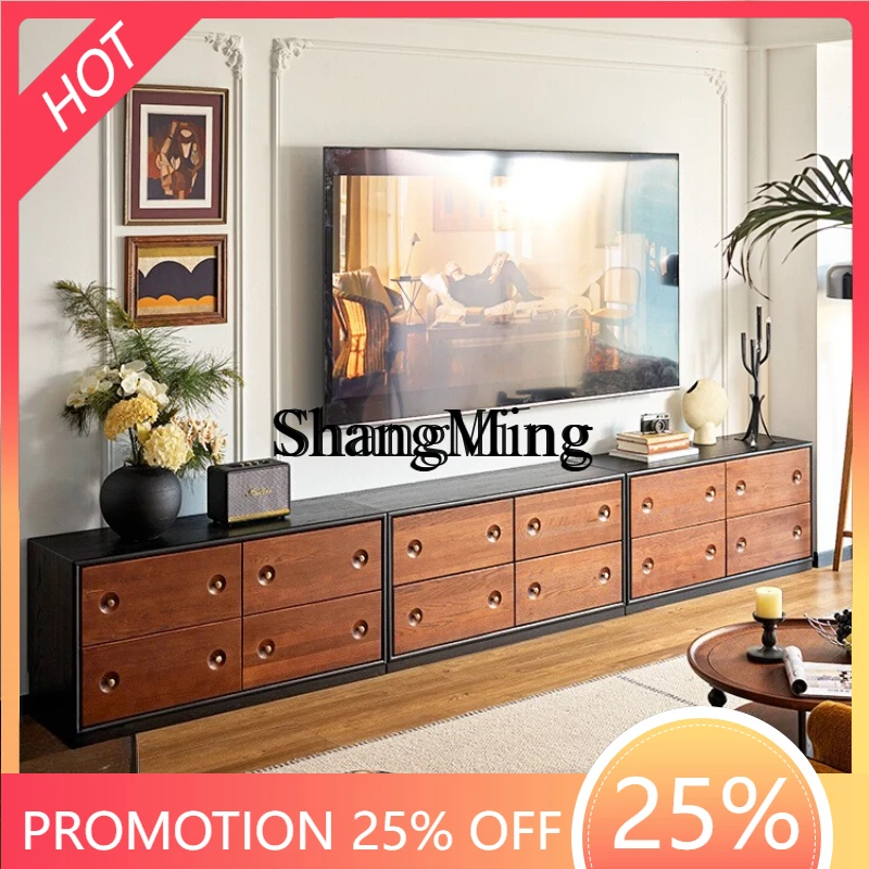 

SM Home Medieval Floor-to-ceiling TV cabinet combination wall multi-function side cabinet card door cabinet