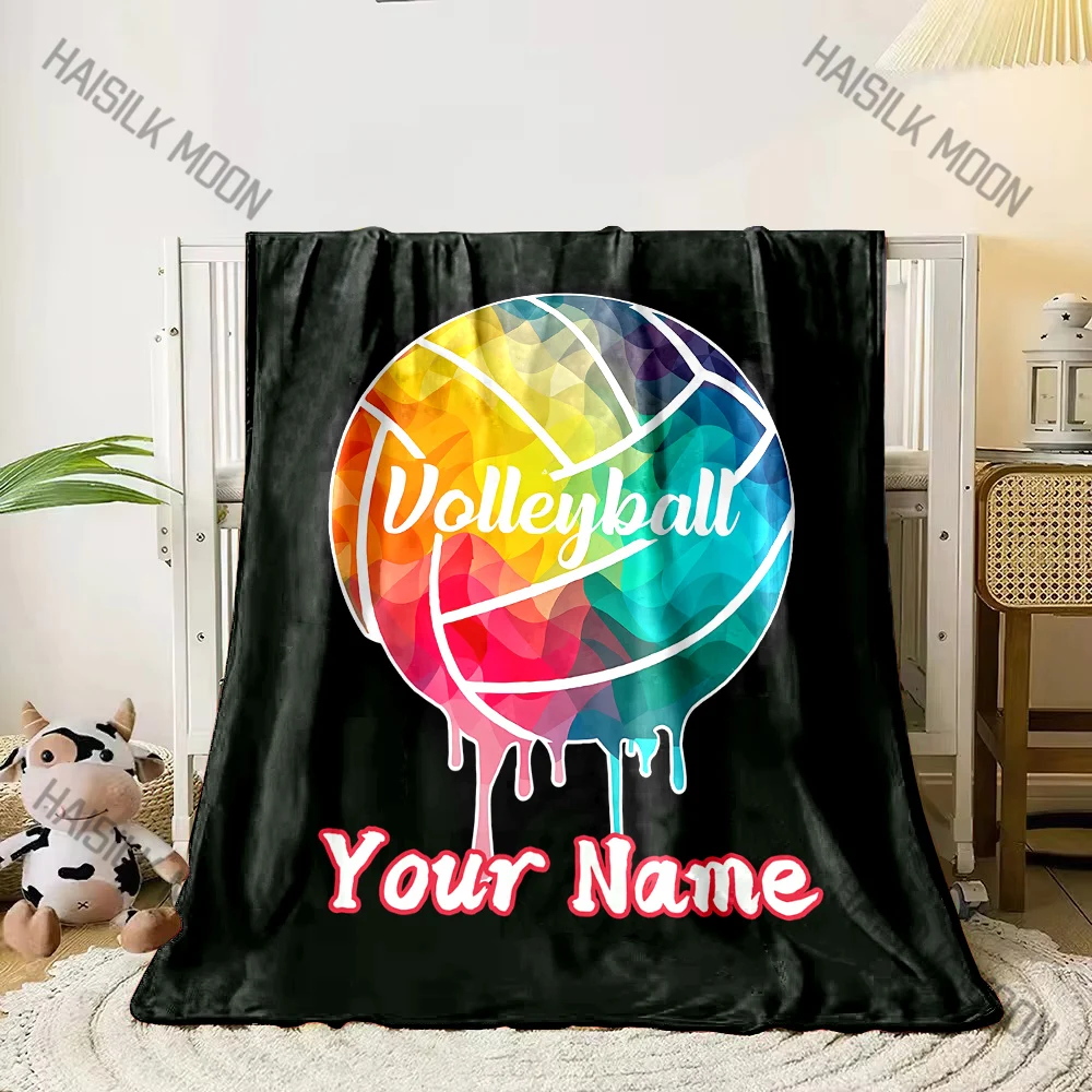 Couverture imprimée de volley-ball, couverture avec texte de nom personnalisé, multi-tailles, multi-scènes, quatre saisons disponibles, arrivée rapide, joli cadeau