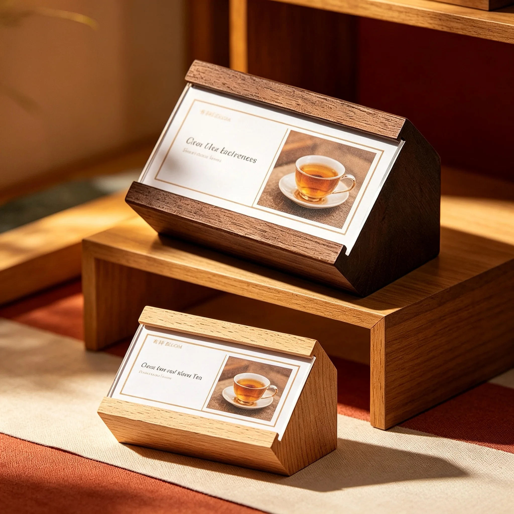 

5 Pieces 50x35mm / 70x45mm Small Wood Price Label Holder Tags Watch Jewelry Paper Card Holder Acrylic Sign Holder Display Stand