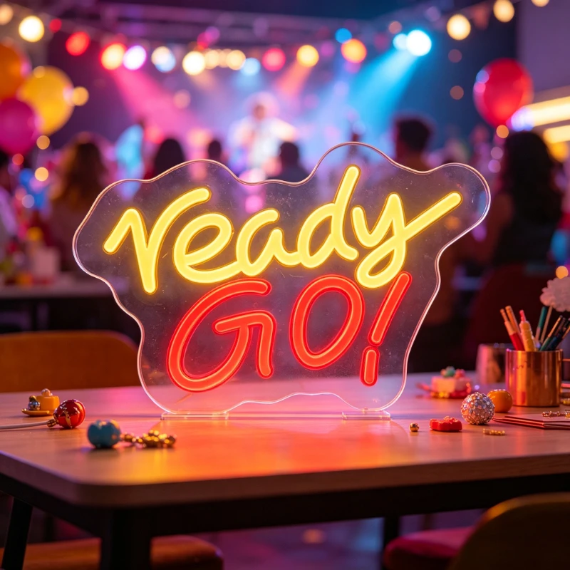 Ready Go Neon Sign LED USB Reusable Countdown Party Light for Birthday Celebration Sports Event Night Wall Decor Setup