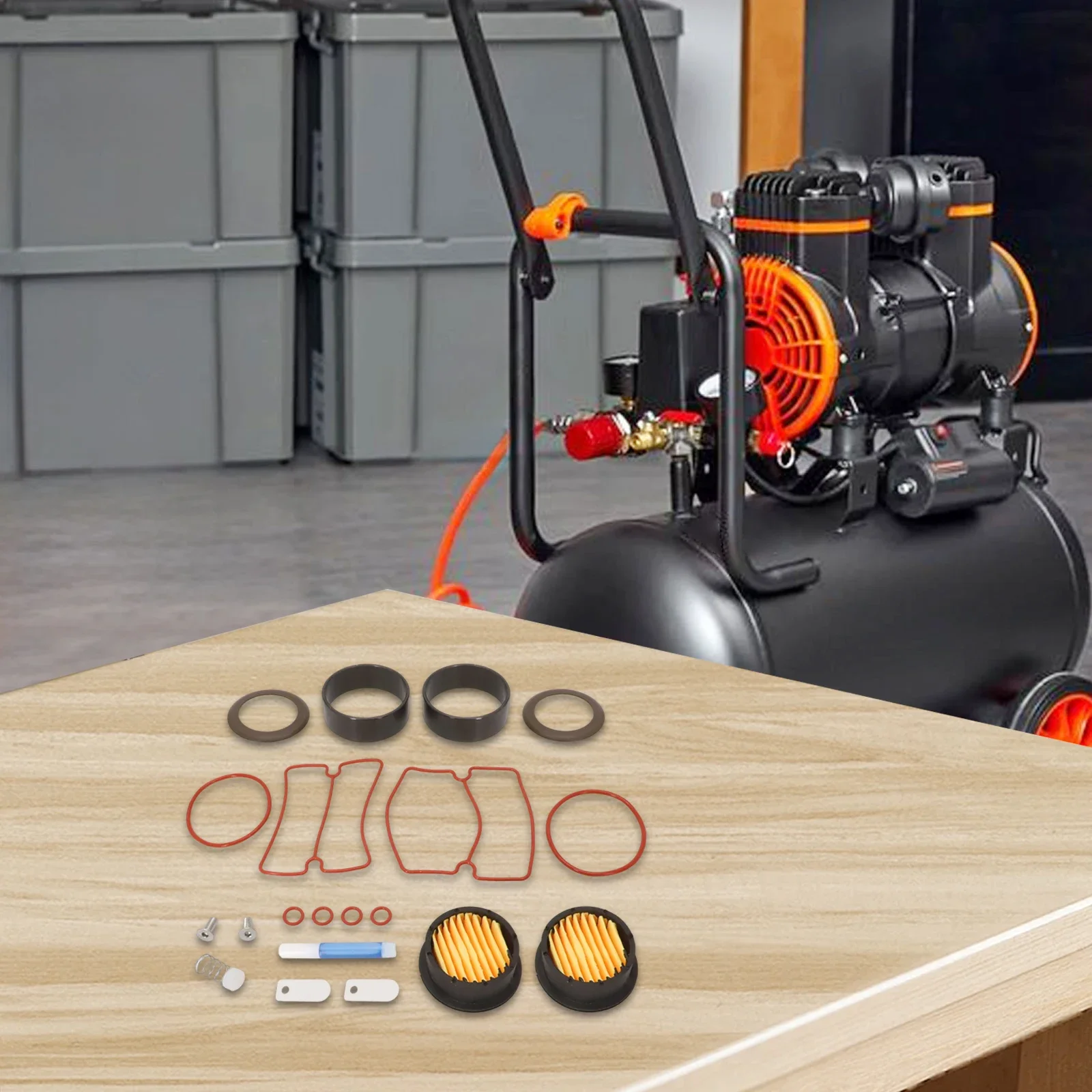 20 Piece Oil-Free Silent Air Compressor Repair Kit For 550W 750W 1100W 1500W Models With Gaskets For Piston Rings And Filters