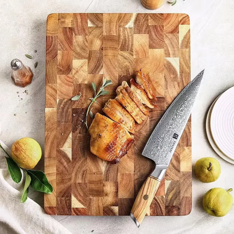 

Household Acacia Wood Cutting Board: Solid Wood, Geometric Vertical Splicing, for Complementary Food & Fruit