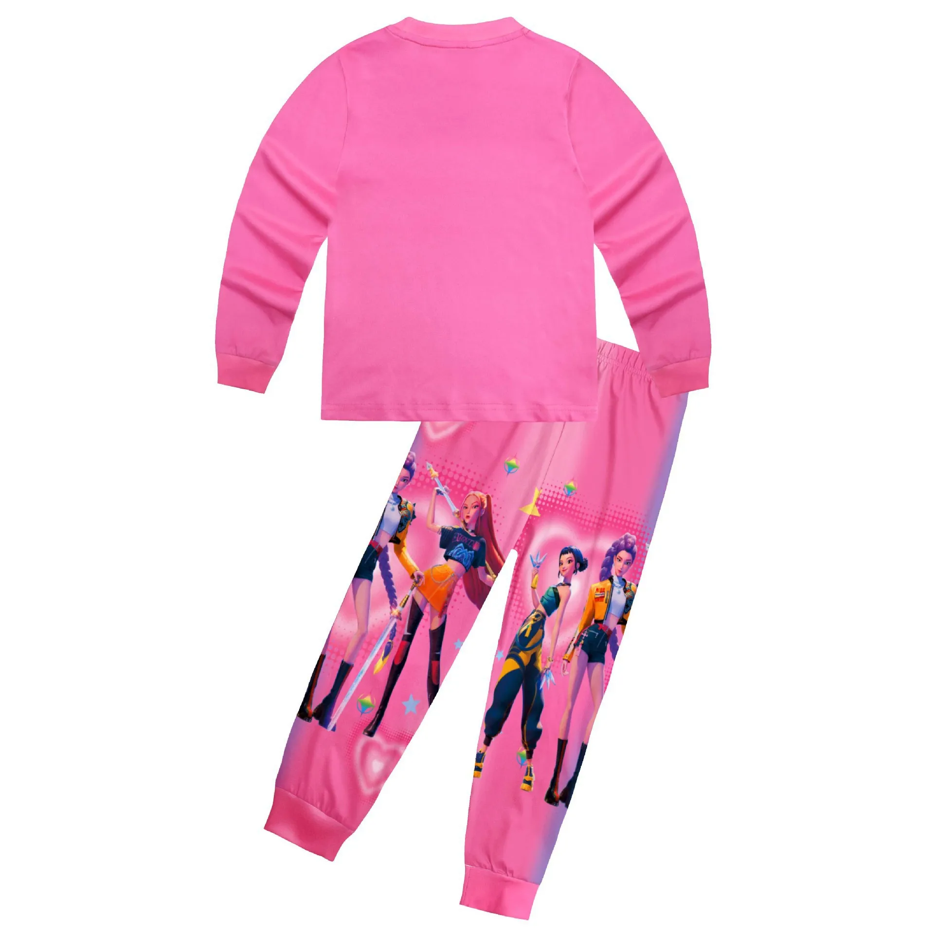 Kpop Demon Hunters Halloween Carnaval Conjunto de pijama infantil para meninas Rumi Mira Zoey Camiseta de manga comprida + calça 2 peças