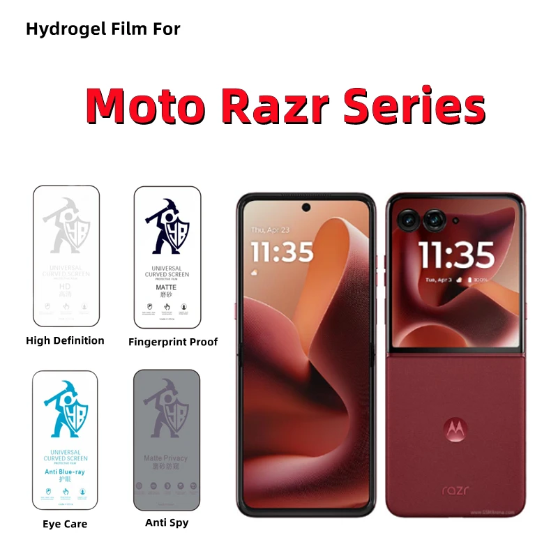 Película de hidrogel HD para Moto Razr 60ultra mate, Protector de pantalla para Moto Edge 60/50/40, privacidad mate, cuidado de los ojos, película de cobertura completa, 2 uds.