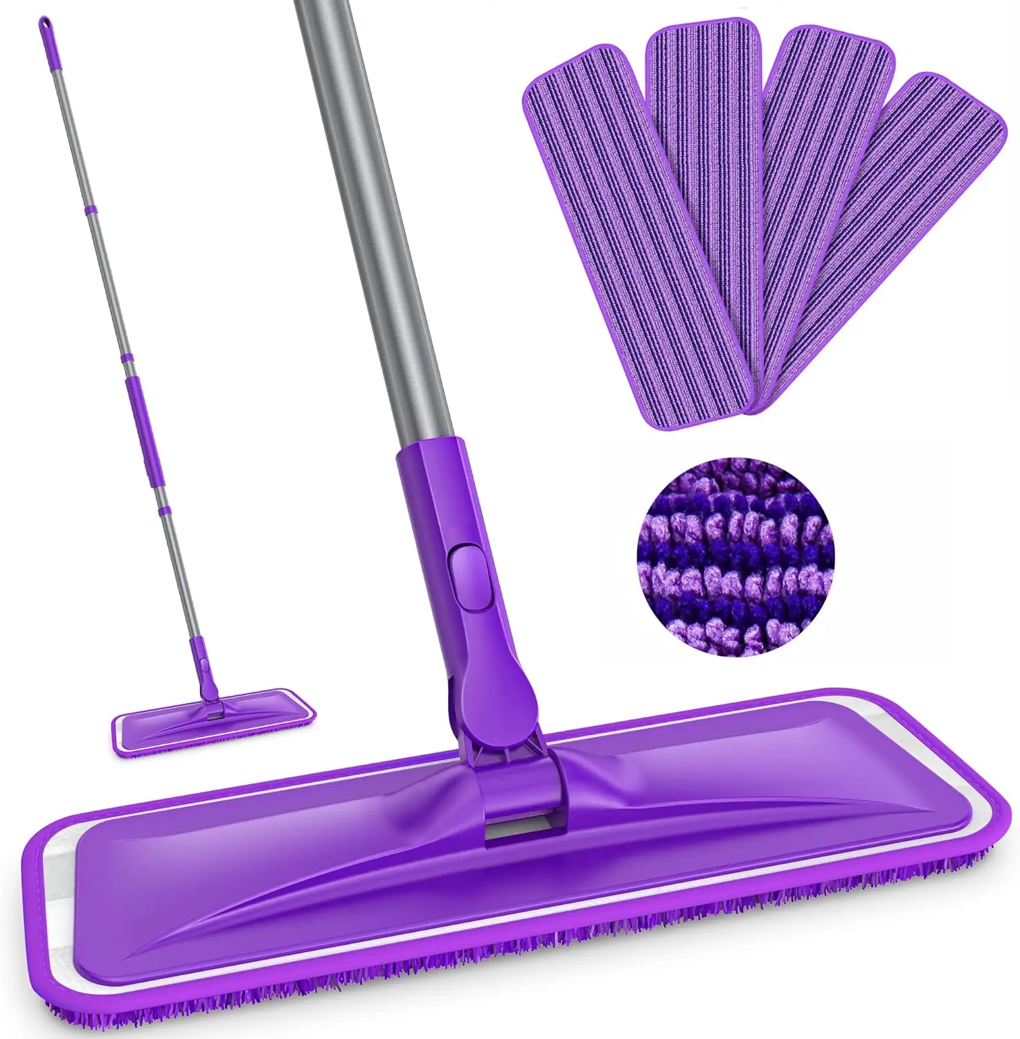 

Microfiber Mops for Floor Cleaning - Flat Floor Mop with 4 Reusable Washable Pads fit for Powermop Kitchen Wet Dry Dust