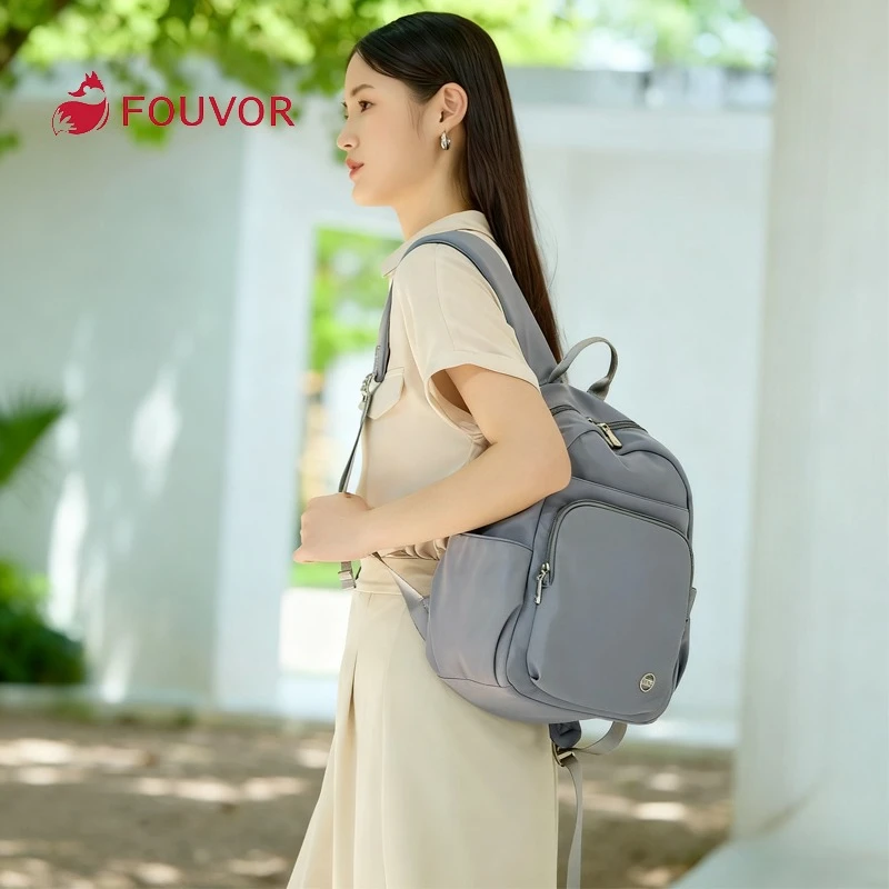 حقائب ظهر نسائية من Fouvor مصنوعة من النايلون المقاوم للماء ومتينة وبسيطة حقائب سفر خفيفة الوزن وعصرية حقائب ركاب احترافية 6105-01