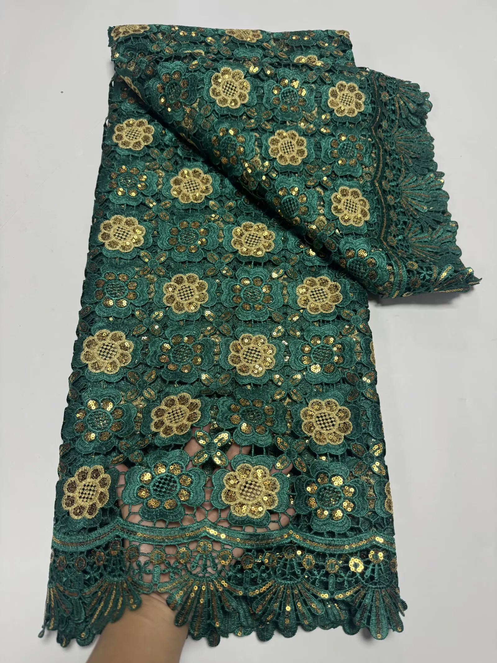 

High-End Guipure Tulle Lace Fabric with Stones for Wedding Dresses Nigerian Latest African France Style for Brides And Parties