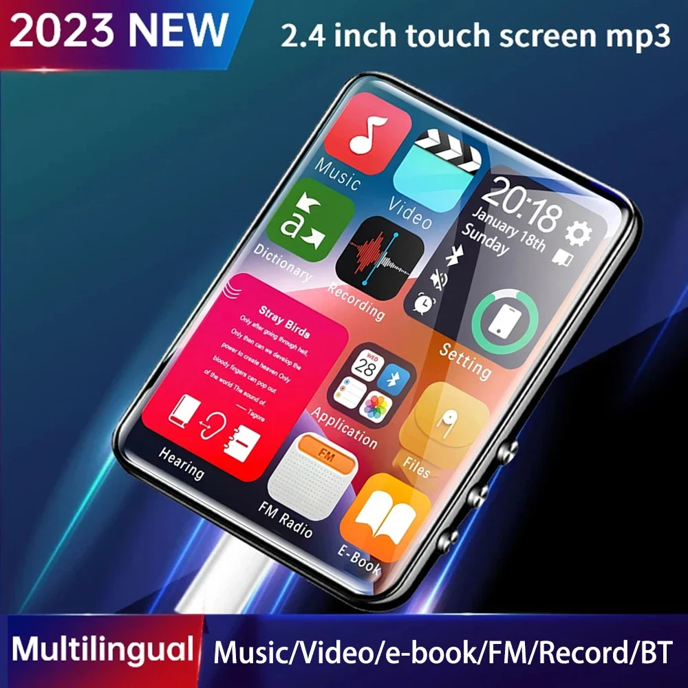 Portable Full Screen MP3 Player Bluetooth HiFi Stereo Music Player Mini MP4 Video Playback With FM Radio Recording For Walkman